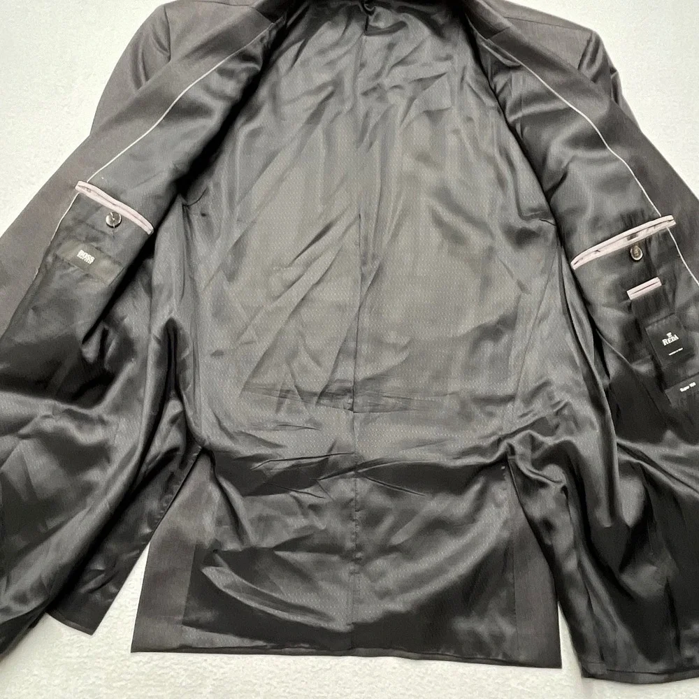 HUGO BOSS Men's Charcoal Super 100 Wool Suit Jacket Blazer Made‎ in Bulgaria 40R